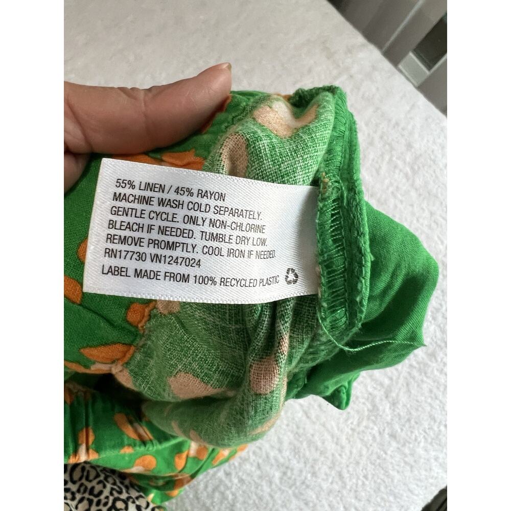 Summer Chic Resort vibrant Green & Orange Spotted Linen Blend Shorts Medium - Picture 5 of 6